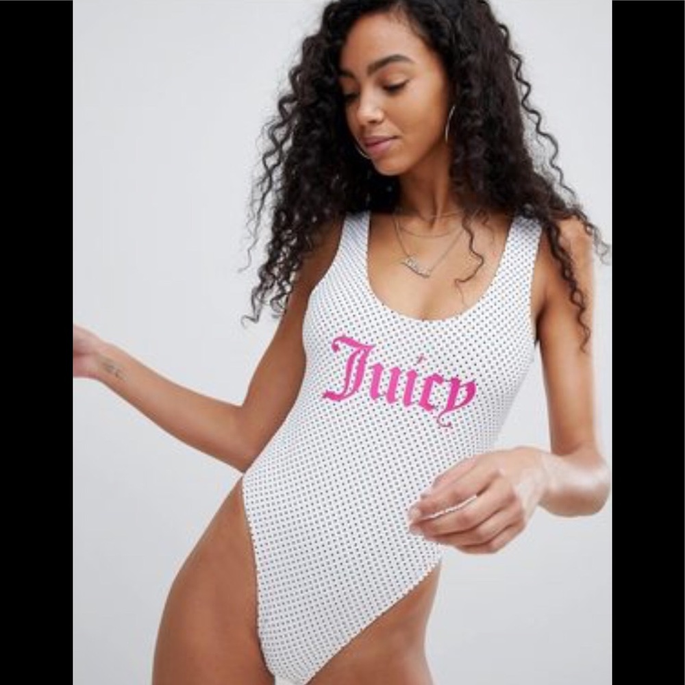 NWT Juicy Couture Size M Polka Dot 1pc Swimsuit